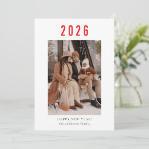 Minimalist Modern Family Happy New Year 2026 Holiday Card