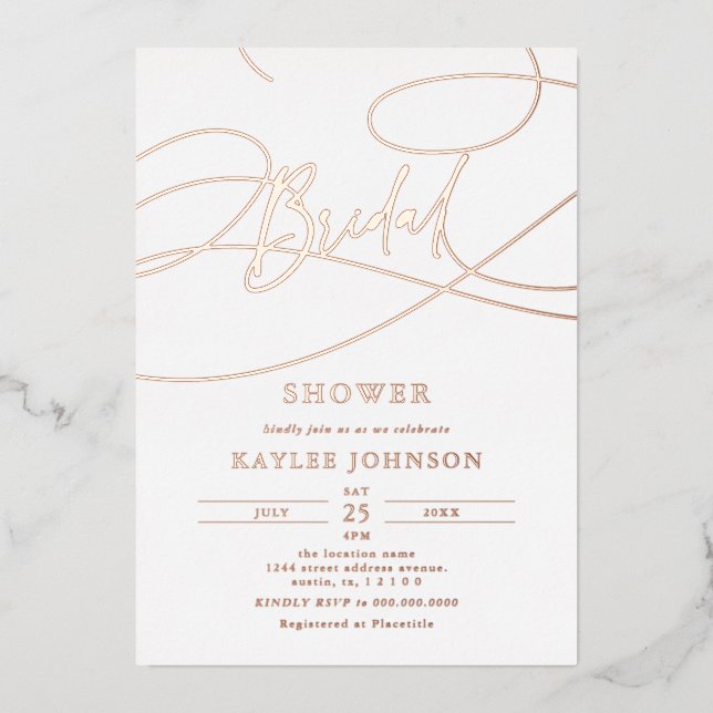 Minimalist Modern Fancy Script "Bridal" Shower (Front)