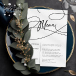 Minimalist Modern Fancy Script "Menu" Wedding Menu<br><div class="desc">Elevate your special events with this minimalist modern black & white wedding menu featuring a fancy script calligraphy "Menu". This wedding menu is perfect if you desire simplicity mixed with elegance.</div>