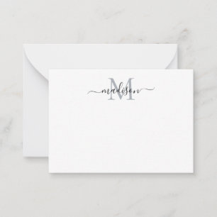 Minimalist Modern Feminine Script Monogram Grey Card