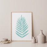 Minimalist Modern Fern Leaf Line Art in Teal Green Poster<br><div class="desc">A lovely modern minimalistic line drawing of a pretty fern leaf in teal green.</div>
