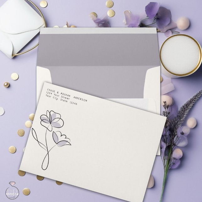 Minimalist Modern Floral Dusty Plum and Buff   Envelope (Creator Uploaded)