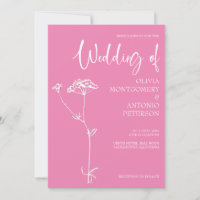 Minimalist Modern Floral Intensive Pink Wedding 
