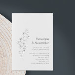 Minimalist Modern Floral Sketch Elegant Wedding Invitation<br><div class="desc">Minimalist Modern Floral Sketch Drawing Chic Wedding Invitation in Black and White</div>