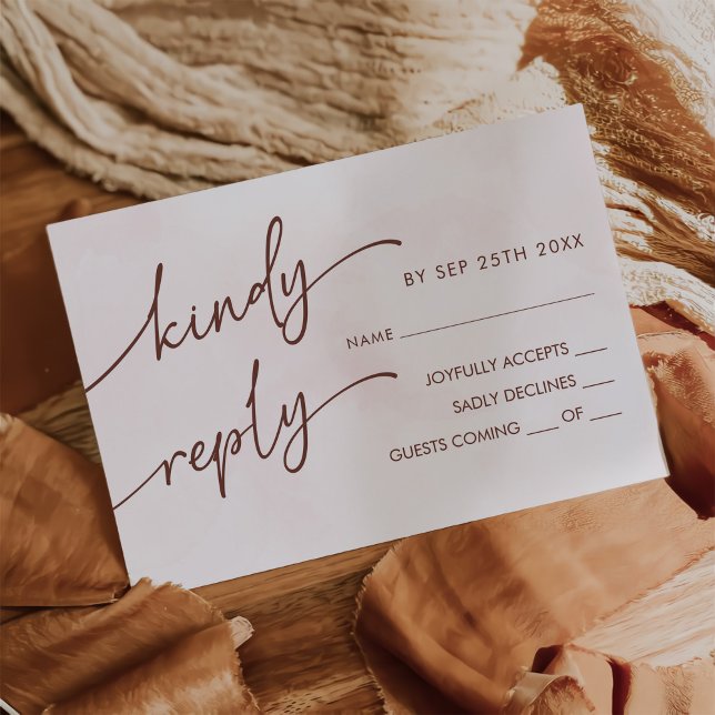 Minimalist Modern Floral Sketch Elegant Wedding RSVP Card (Creator Uploaded)
