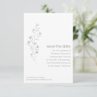 Minimalist Modern Floral Sketch Elegant Wedding 