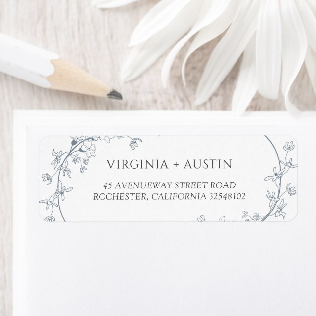 Minimalist Modern Floral Wedding Return Address (Insitu)