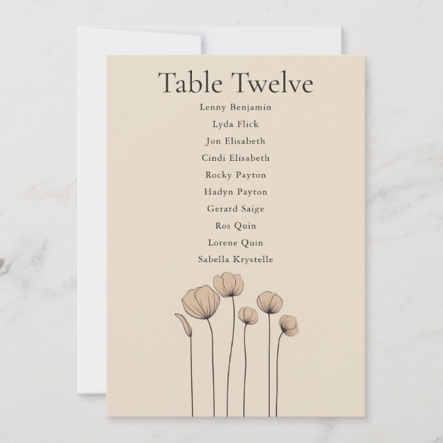 Minimalist Modern Flowers Seating Chart Invitation (Front)