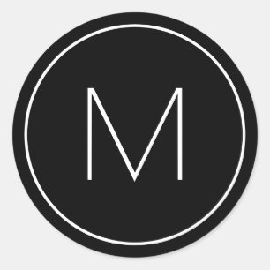 Minimalist Modern Font Single Letter Monogram Classic Round Sticker