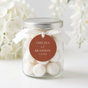 Minimalist Modern Formal Script Terracotta Wedding Classic Round Sticker