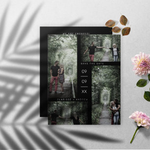 Minimalist Modern Four Photos Collage Wedding