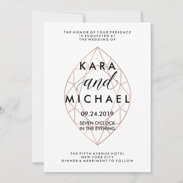 Minimalist Modern Geometric Diamond Wedding Invitation (Front)