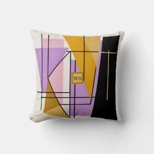 Minimalist modern geometric triangle monogram throw pillow