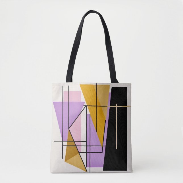 Minimalist modern geometric triangles stylish tote bag (Front)
