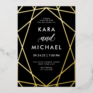 Minimalist Modern Gold on Black   Wedding
