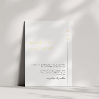 Minimalist Modern Gold QR Code Wedding 