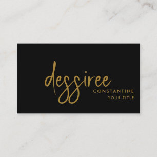 Minimalist Modern Gold Script Black  Business Card