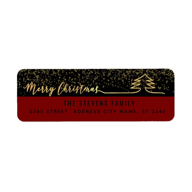 Minimalist modern gold script Merry Christmas Labe (Front)