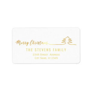 Minimalist modern gold script Merry Christmas Label
