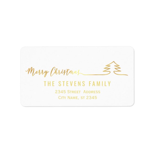 Minimalist modern gold script Merry Christmas Label (Front)
