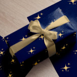 Minimalist modern gold stars navy Christmas gift Wrapping Paper<br><div class="desc">Elegant simple faux gold sparkling stars pattern Christmas holiday midnight navy blue gift wrapping paper.</div>