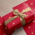 Minimalist modern gold stars red Christmas gift Wrapping Paper<br><div class="desc">Elegant simple faux gold sparkling stars pattern Christmas holiday bright red gift wrapping paper.</div>