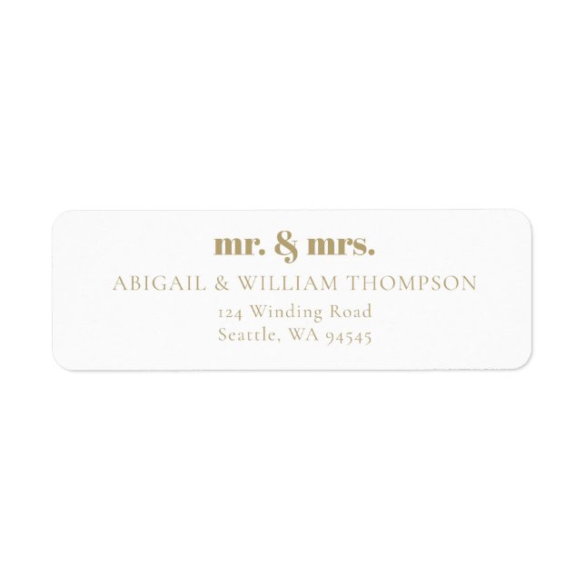 Minimalist Modern Gold Wedding Return Address (Front)