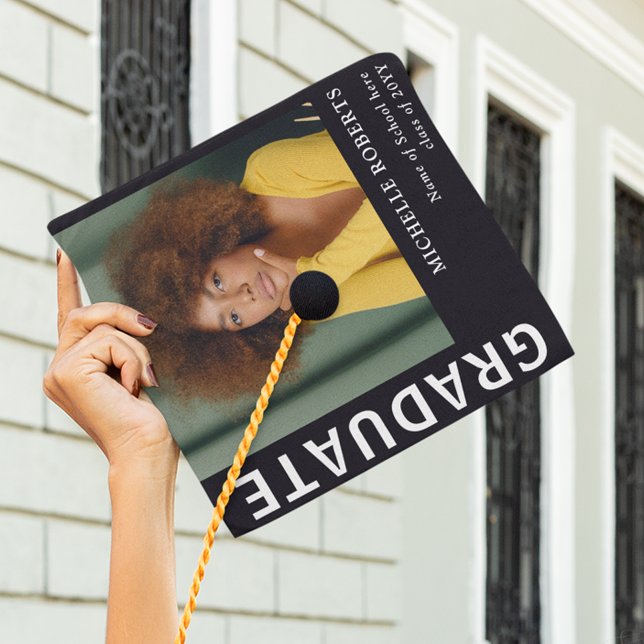 Minimalist Modern GRADUATE Photo Graduation Cap Topper (Creator Uploaded)