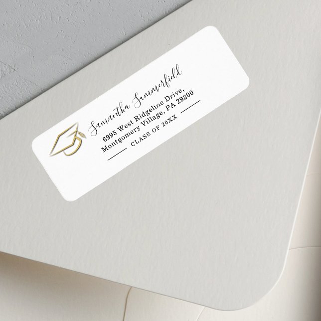 Minimalist Modern Graduation Cap Return Address (Minimalist Modern Graduation Cap Return Address Label)