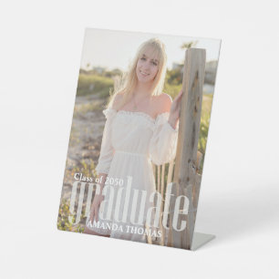 Minimalist Modern Graduation Photo Simple  Pedestal Sign