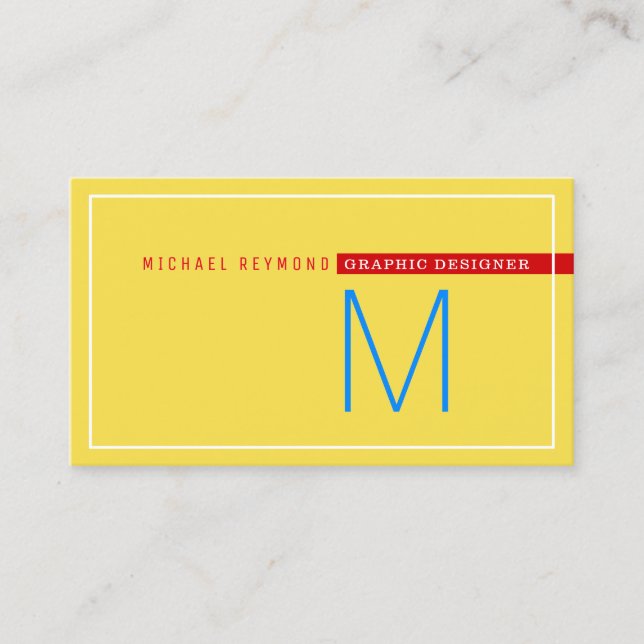 Minimalist & modern, graphic designer yellow business card (Front)