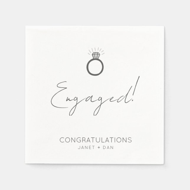 Minimalist Modern Gray Engagement Party Napkin (Front)