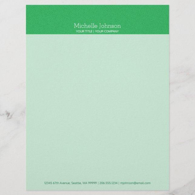 Minimalist Modern Green Grainy Texture Letterhead (Front)