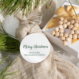 Minimalist Modern Green Merry Christmas Gift Classic Round Sticker