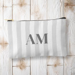 Minimalist Modern Grey Initial Monogram Accessory Pouch<br><div class="desc">Create your own personalized cosmetic and makeup bag with modern minimalist initials and script calligraphy monogram name.</div>
