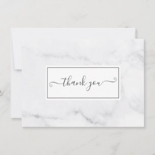 Minimalist Modern Grey Marble Script Thank You Card