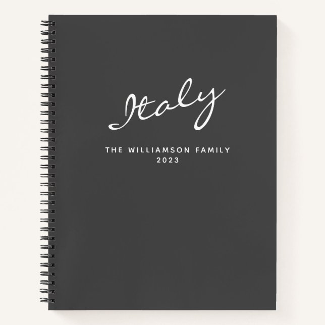 Minimalist Modern Grey Personalized Travel Journal (Front)