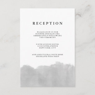 Minimalist Modern Grey Watercolor Reception Enclosure Card
