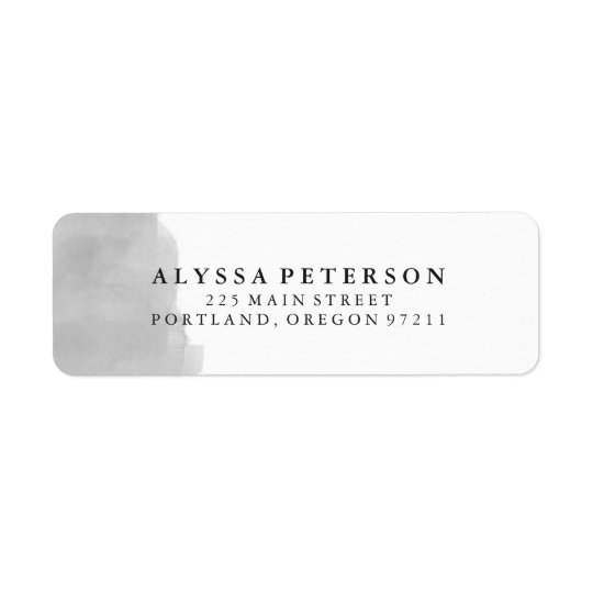 Minimalist Modern Grey Watercolor Splash Return Address Label