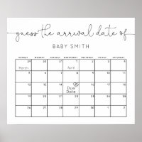 Minimalist Modern Guess Baby Due Date Calendar 
