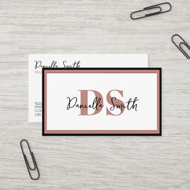 Minimalist Modern Hairstylist QR Code Referral Business Card (Front/Back In Situ)