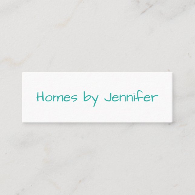 Minimalist Modern Handwriting Turquoise Profile Mini Business Card (Front)