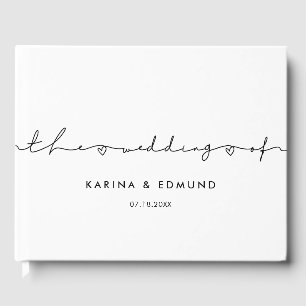 Minimalist modern handwritten calligraphy wedding guest book
