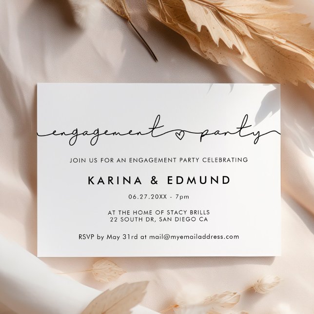 Minimalist modern handwritten engagement party invitation (Creator Uploaded)