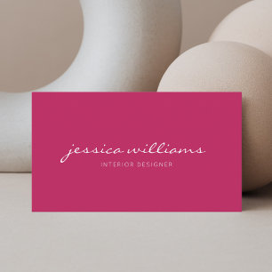 Minimalist Modern Handwritten Magenta Business Card