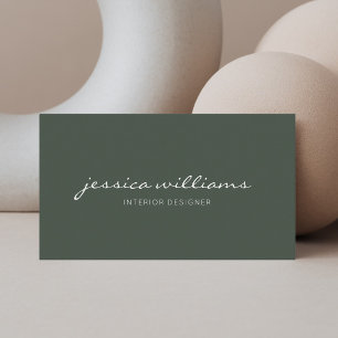 Minimalist Modern Handwritten Professional Green Business Card