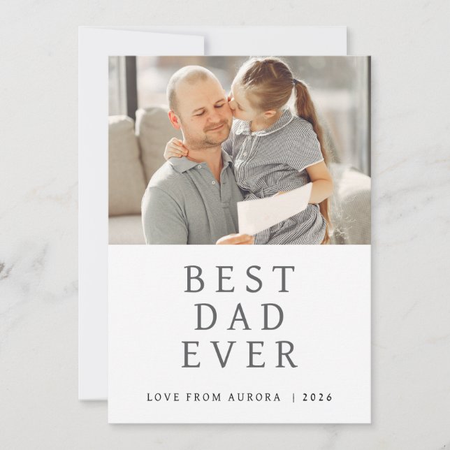 Minimalist Modern Happy Fathers Day 1 Photo Holiday Card (Front)
