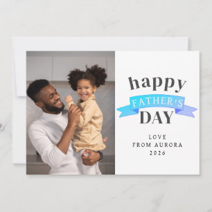 Minimalist Modern Happy Fathers Day 1 Photo Holiday Card
