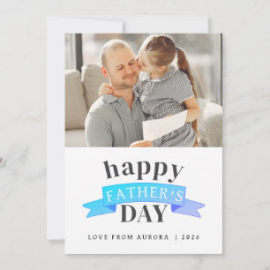 Minimalist Modern Happy Fathers Day 1 Photo Holiday Card