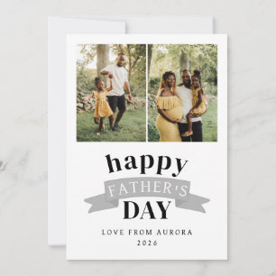 Minimalist Modern Happy Fathers Day 3 Photo Holiday Card